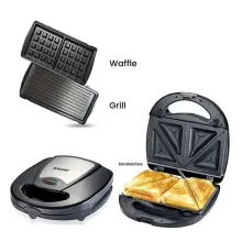 Panineuse Et Gaufrier 3en1 760W Noir SONASHI SSM-861