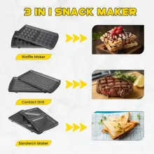 Panineuse Et Gaufrier 3en1 760W Noir SONASHI SSM-861