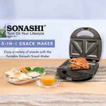 Panineuse Et Gaufrier 3en1 760W Noir SONASHI SSM-861