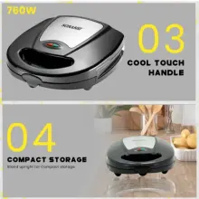 Panineuse Et Gaufrier 3en1 760W Noir SONASHI SSM-861